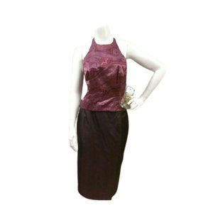 Ann Taylor Wine/purple 2pc halter skirt set